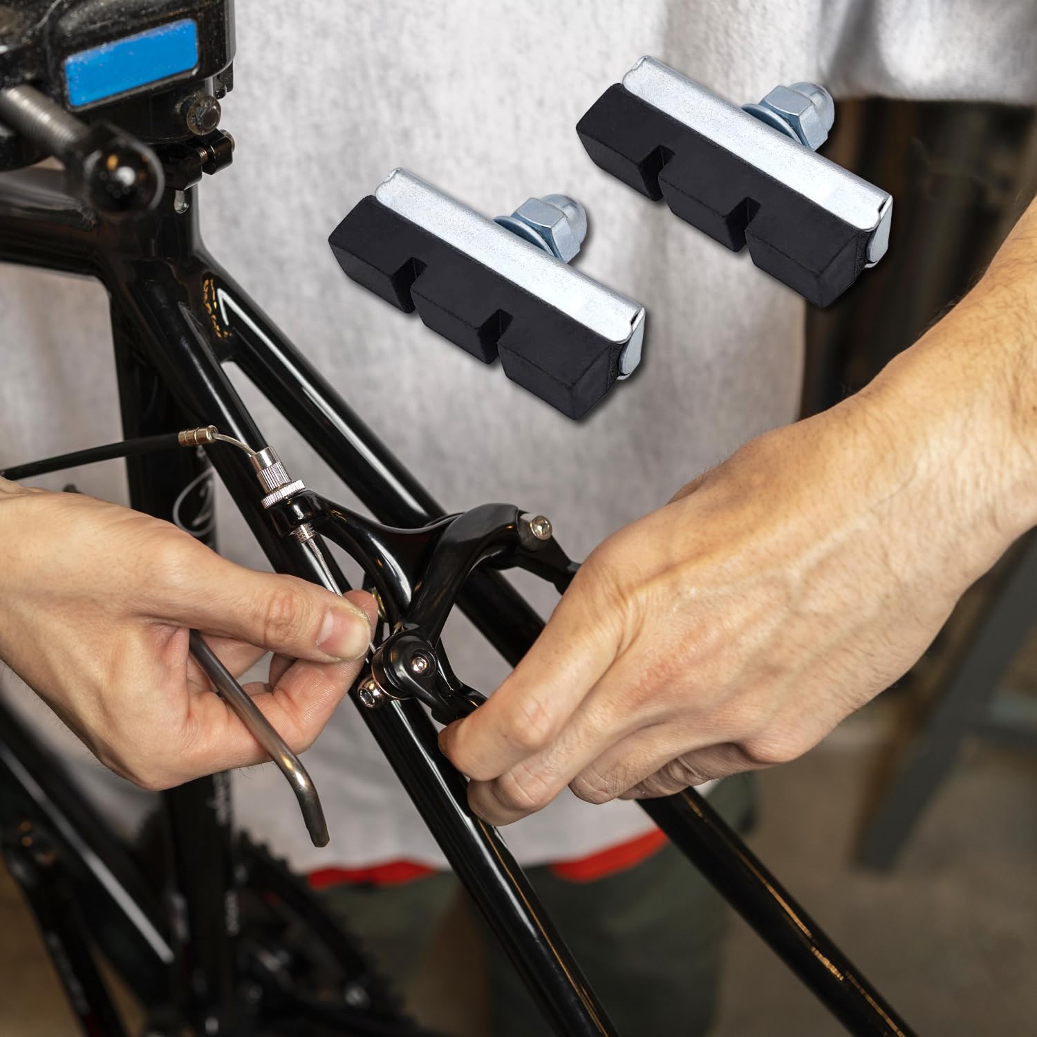 Powersell V-Brake Pads, Bike Accessories, 2 Piece 40 mm Set for Road Bike & Mountain Bike, Black, Vintage Bike Compatible