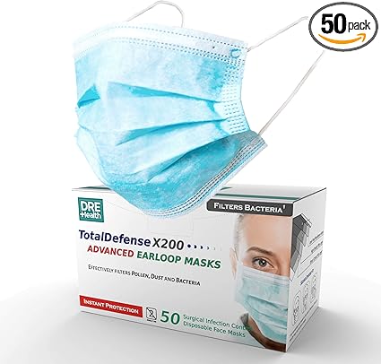 Download Amazon Com Dre Health 3 Ply Disposable Face Masks 50 Count Ear Loop Face Shields Helps Filter Dust Pollen Germs Latex Free Glass Free Filter Non Woven Health Personal Care PSD Mockup Templates