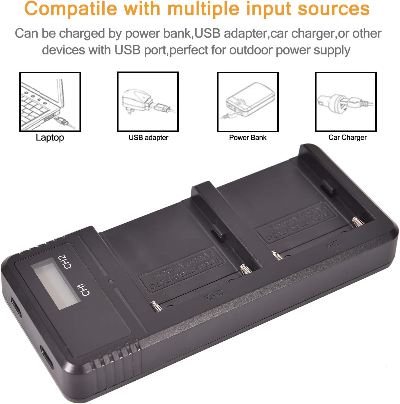 (2 Pack) NP-F550 DSTE Replacement Battery + Fast Charging Dual LCD Charger Compatible with NP-F330, NP-F530 - Image 5