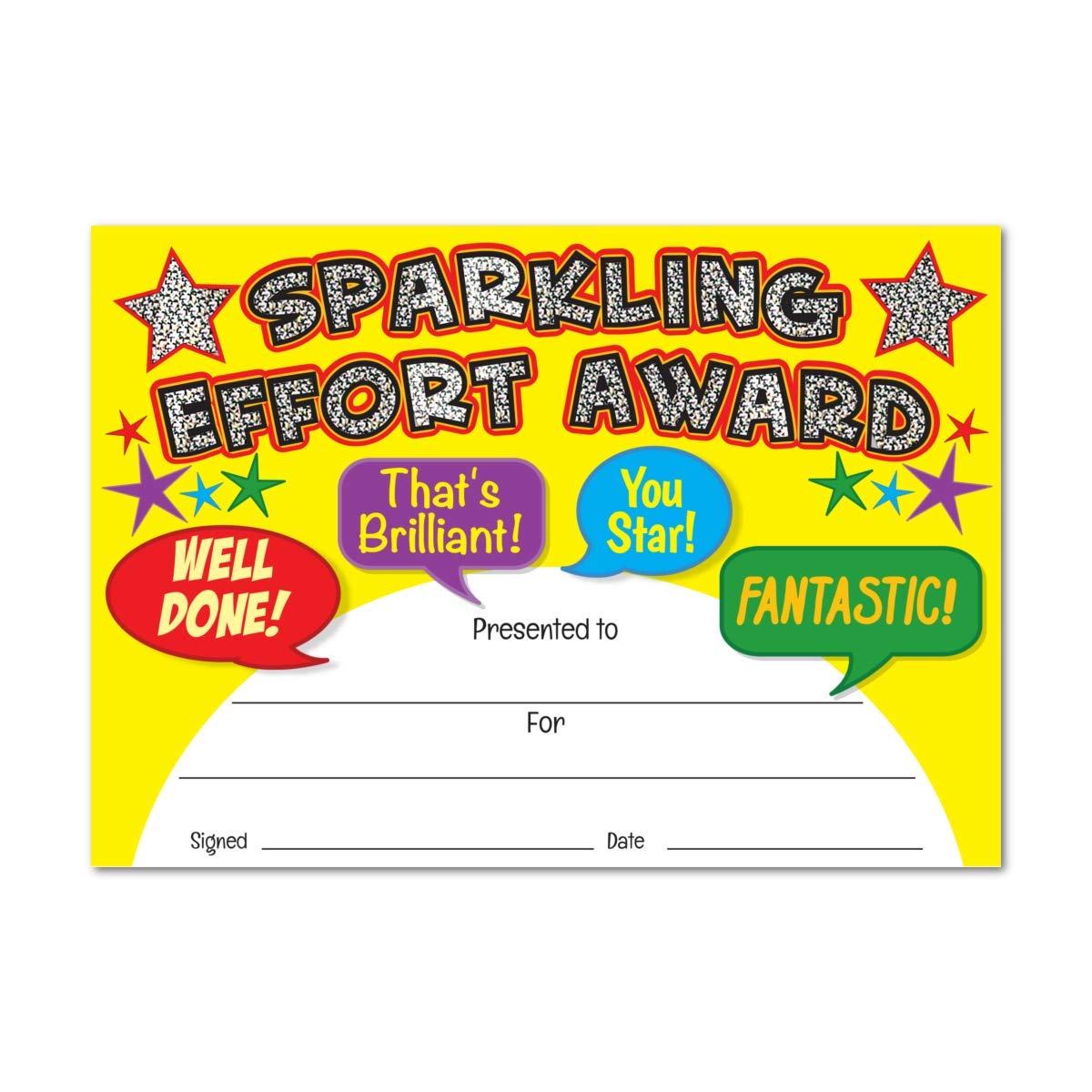 SuperStickers Sparkling Effort Award Certificates (A5). Pack of 20.