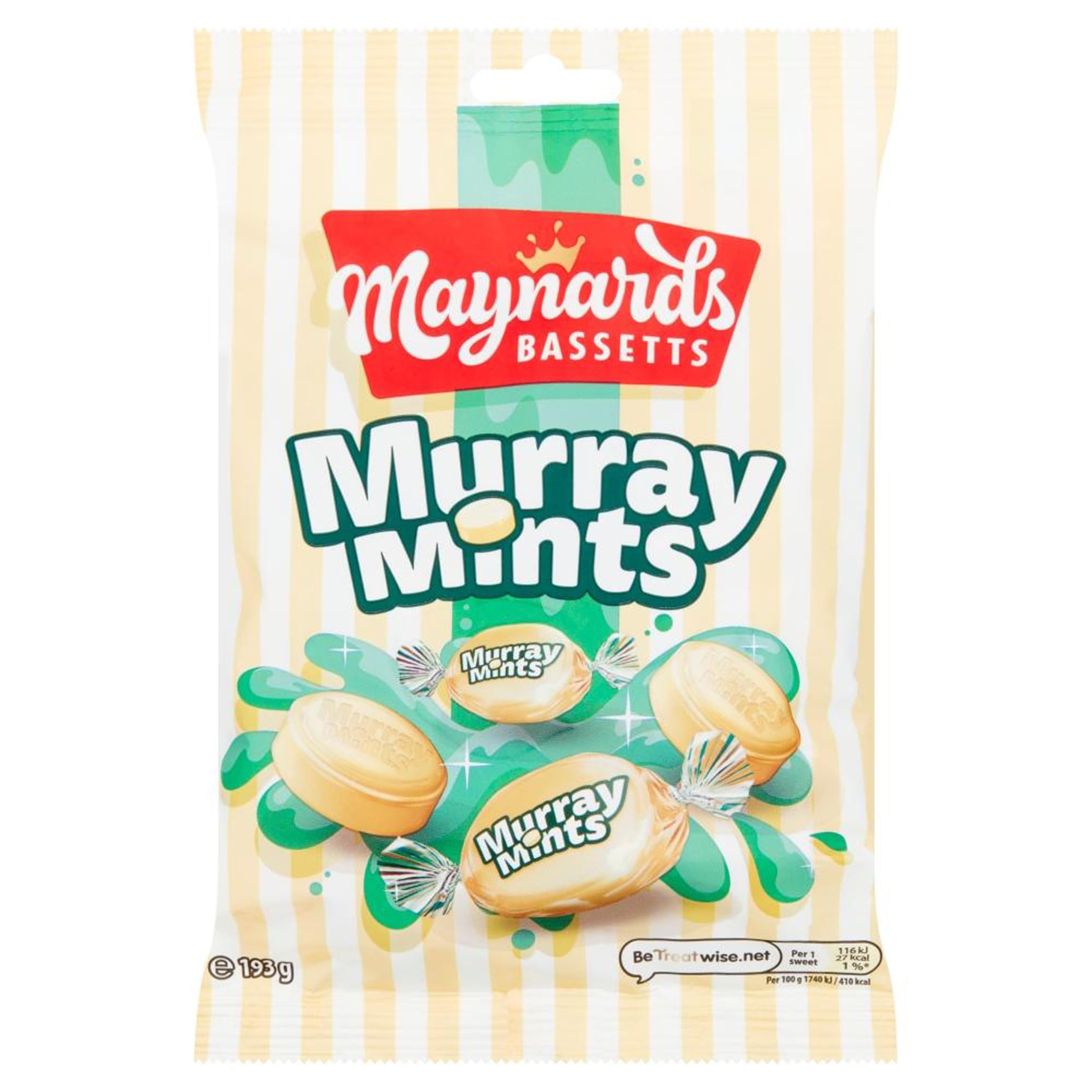 Maynards Bassetts Murray Mints Sweets Bag, Creamy Mint Flavour, Bulk Classic Sweets, 193 g Sharing Pack (Pack of 12)