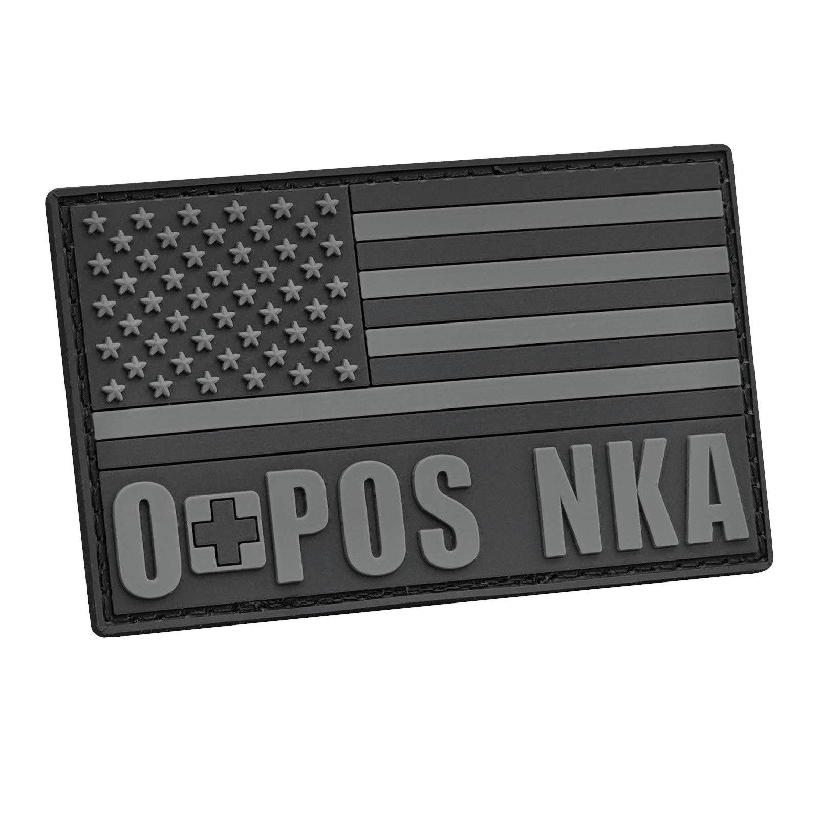 Blackout USA America Flag OPOS O+ O POS NKA Blood Type No Known Drug Allergies Tactical PVC Rubber Patch