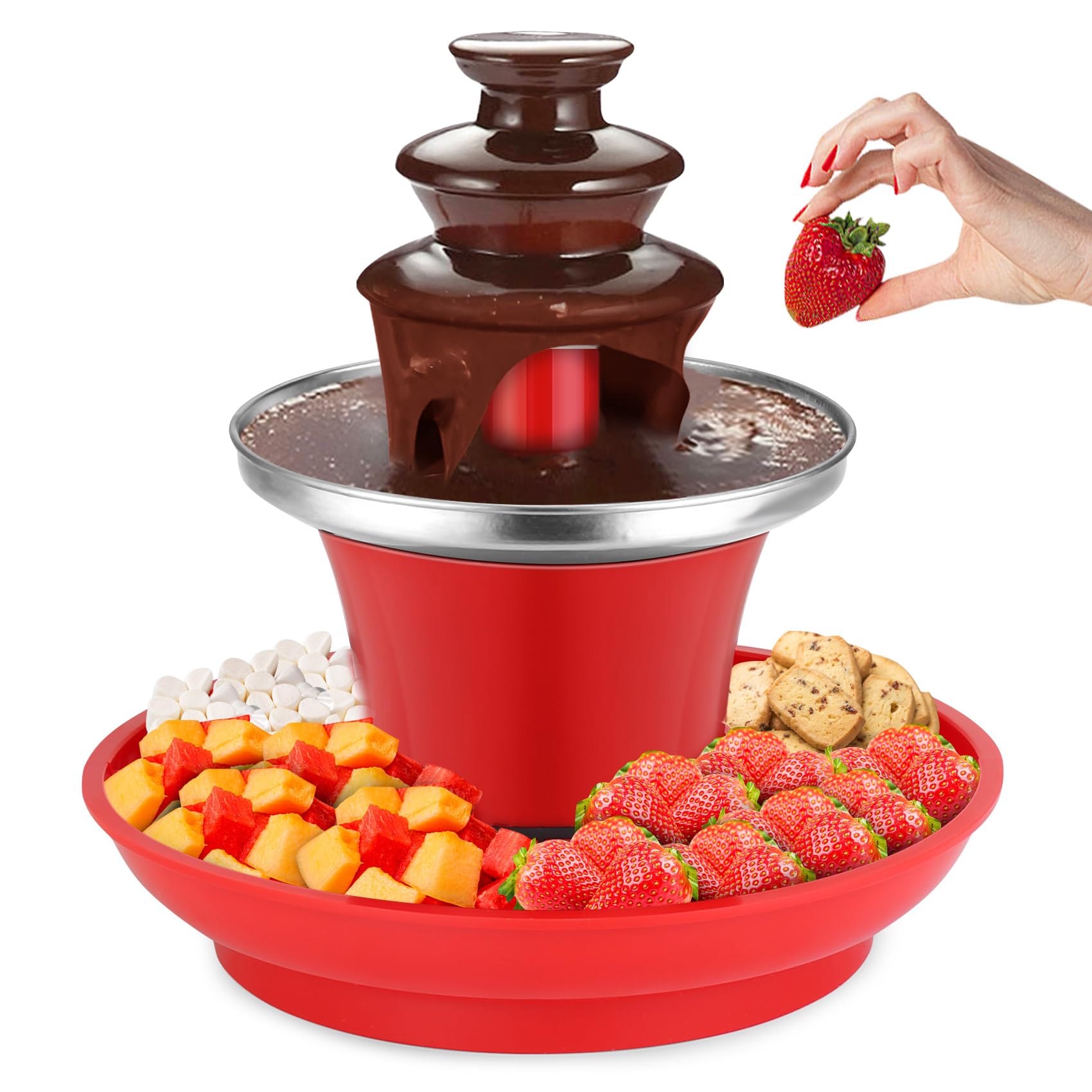 Mini Chocolate Fondue Fountain, Mini Chocolate Melting Pot, MIni Warmer Machine for Milk Chocolate, Cheese, Butter, Candy