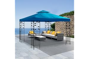 FRTZAL Gazebo Replacement Canopy - Grill Gazebo Roof - Outdoor Canopy Shelter Top, Double Tiered Cover, 10x10 FT (Royal Blue)