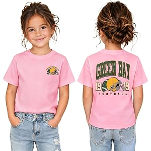KEKEMI Football Shirts for Kid Toddler Boys Girls Green Bay Football T-Shirt Funny Ballgame Graphic Tees Game Day Fan Tops