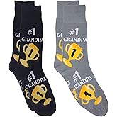 Foozys Men’s #1 Grandpa Themed Novelty Crew Socks | 2 Pairs Included in Two Colors