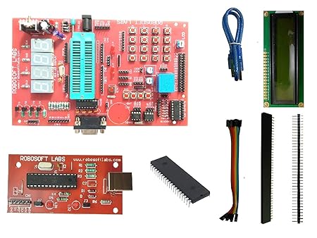Robosoft Labs AVR ATMEGA16/32 40PIN Board with ATMEGA16, MAX232, RTC, AT24C32, ULN IC, LCD & Programmer