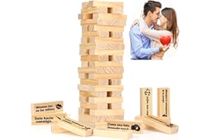 AOSEMILI 48 Wooden Blocks Spanish Blocks Tower Game for Adults Couples Super Naughty Block Tower Tumbling, en español Tumbling Stacking for Lovers Date Night Valentines Drunking Games Funny Bedroom Sports