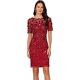 Adrianna Papell Womens Velvet Embellish Mesh Dress