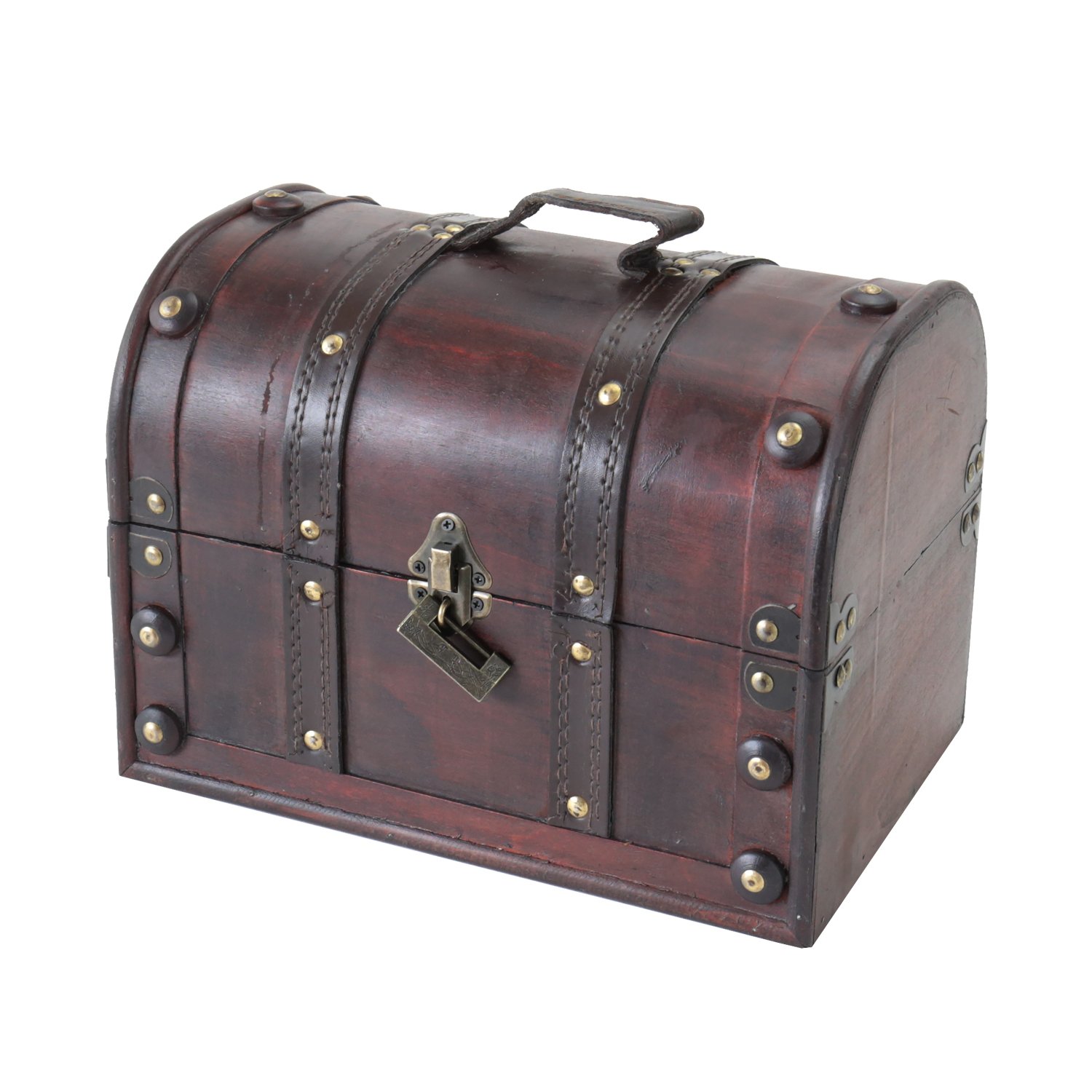HMF Wooden Treasure Chest, Small Treasure Box with Decorative Lock for Children’s Parties | 30 x 20 x 22 cm | Italy