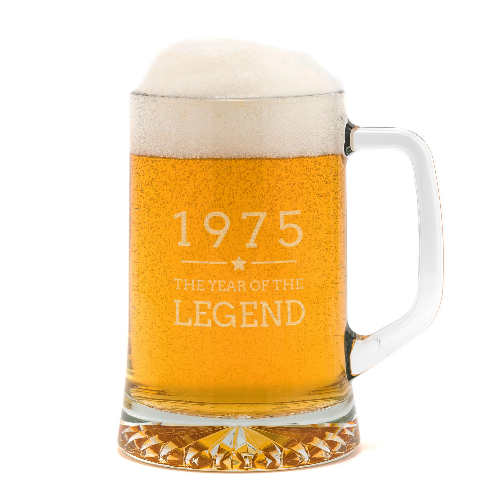 Dust and Things Engraved Tankard - 1975 Year of The Legend Design - 50th Birthday Gifts for Men Him - 20oz Glass Stein