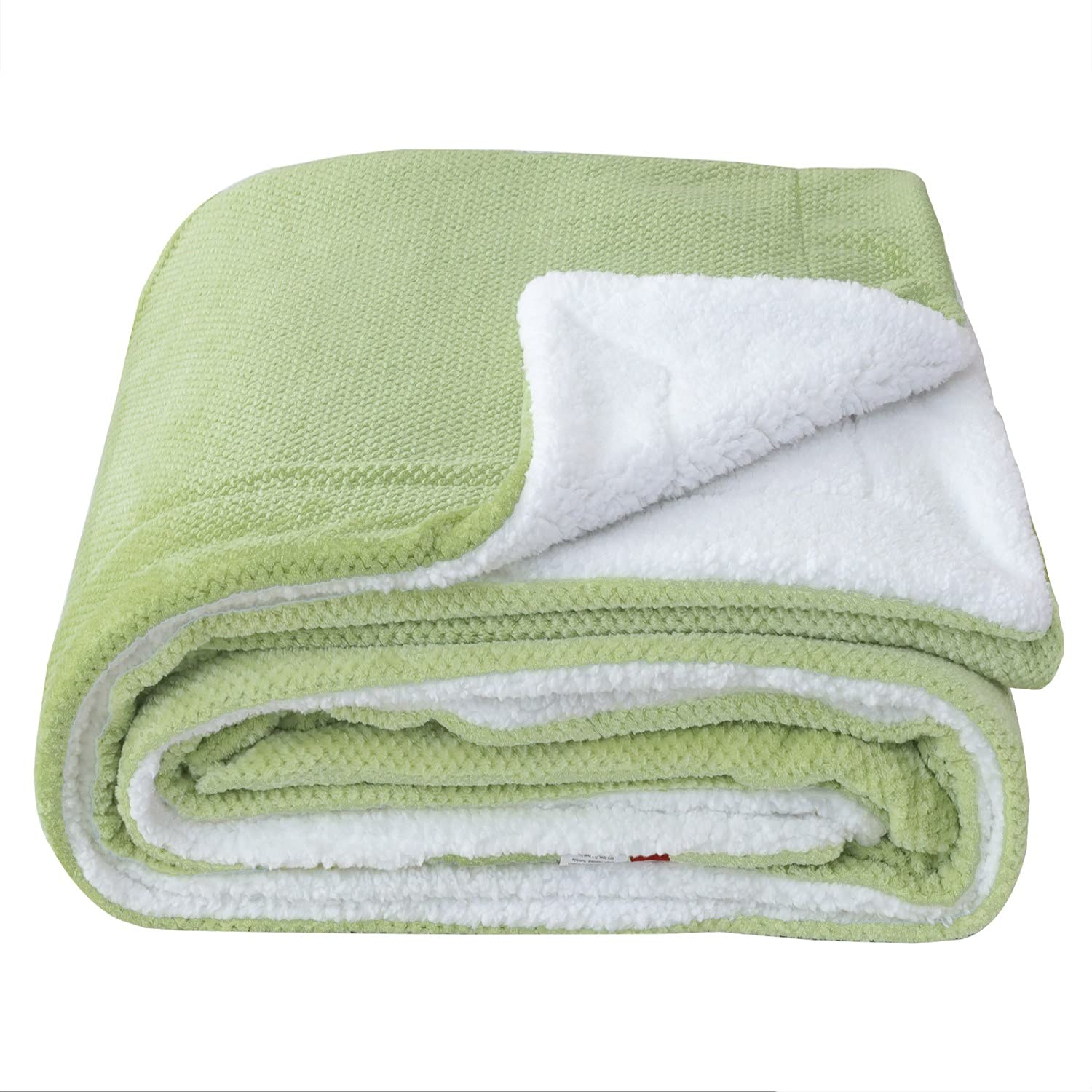 SOCHOW Waffle Sherpa Fleece Throw Blanket, Super Soft Fuzzy Warm, Lightweight Fluffy Reversible Plush Blanket for Bed Sofa Couch, 150cm×200cm Lime Green