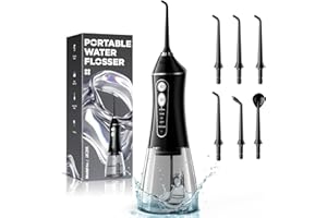REURE Water Flosser for Teeth Cleaning and Flossing, 5 Modes Rechargeable Cordless Oral Irrigator 320ml Water Tank Teeth Cleaner, IPX7 Waterproof Portable Electric Dentel Flossers for Home and Travel,Black