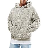Runcati Mens Fuzzy Sherpa Pullover Hoodie Sweatshirts Long Sleeve Sport Front Pocket Military Fall Outwear Winter Hooded