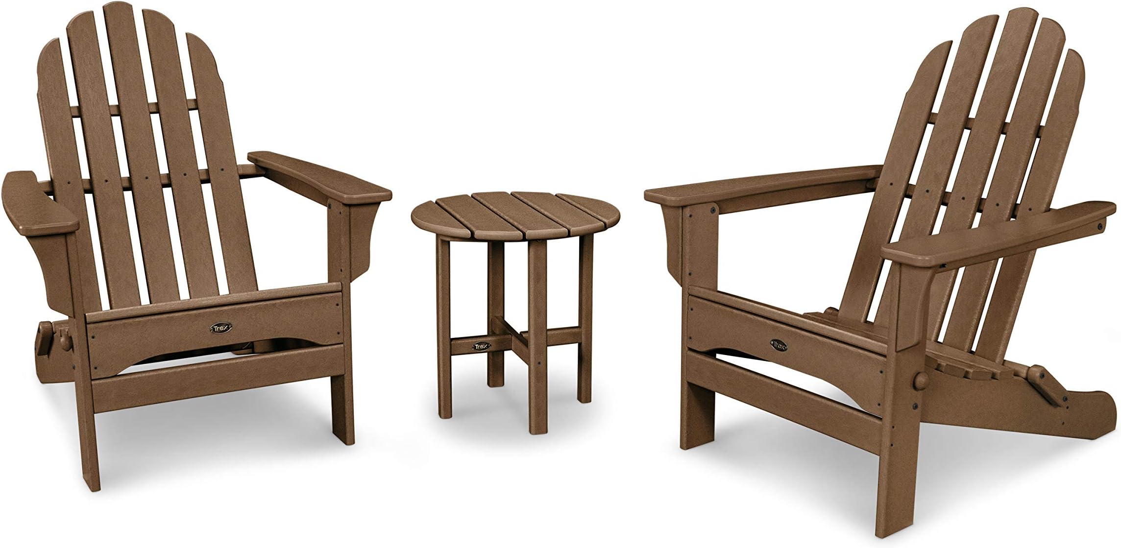 Trex Outdoor Furniture Cape Cod Folding Adirondack Chair Set with Side Table