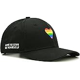 Wodeal LGBT Pride Baseball Hat, Embroidered Rainbow Heart Hat, Adjustable Gay Lesbian Love Cap for Men Women