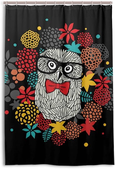 Amazon シャワーカーテン 1 フクロウ柄 花柄 和柄 和風 防水 防カビ バスカーテン お風呂カーテン 間仕切り おしゃれ お風呂カーテン 取付簡単 カーテンリング付き シャワーカーテン ホーム キッチン オンライン通販
