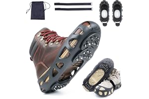 Ice Cleats, Ice Cleats for Shoes and Boots, Crampons for Shoes with 30 Spikes Anti Slip Snow Shoes (X-Large)