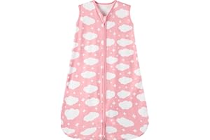 GUNTAIL Baby Sleep Sack 6-12 Months Baby Wearable Blanket 100% Rayon Cotton 2-Way Zipper Toddler Sleeping Sack，Comfy Soft Lightweight TOG 0.3（Cloud）