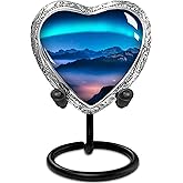 Everlight Memorials Heart Shaped Keepsake Cremation Urns for Human Ashes - Aurora Borealis Small Keepsake Urn for Men Women Children Pets - Burial Urns