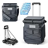 Odoland 48/72 Cans Soft Cooler with Wheels and Handle Collapsible Ice Chest Rolling Coolers on Wheels for Beach Camping Travel and Picnic