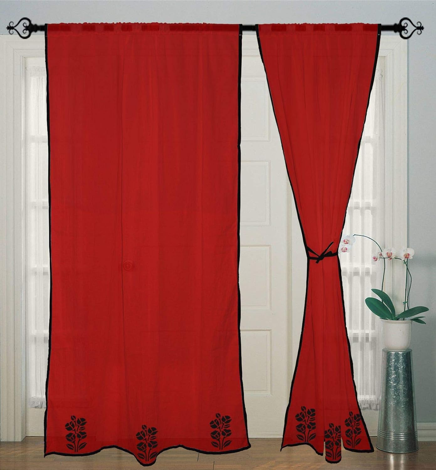 Amazon Com Door Curtain Semi Sheer For Bedroom Rod Pocket