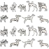 KitBeads 45pcs Tibetan Dog Charms - Antique Silver Animal Pet Charms - Mixed Styles - Puppy & Vintage - For Jewelry Making