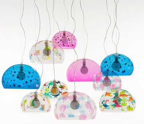 Kartell Kinder-Deckenleuchte, Acryl, E27, rosa, 250 x 38 x 28 cm