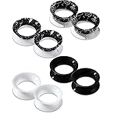 OUFER 8PCS 0g-9/16'' Silicone Tunnels, Stretchers Expander Gauges for Ears, Flexible Silicone Plugs, Double Flared Flesh Ear Piercing Jewelry for Women Men