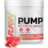 RAW Pump Stim Free Pre Workout, Watermelon, 40 Servings | Non-Stimulant Pre Workout Supplement Powder Nitric Oxide Booster - Pre Workout Supplements Drink for During Workout