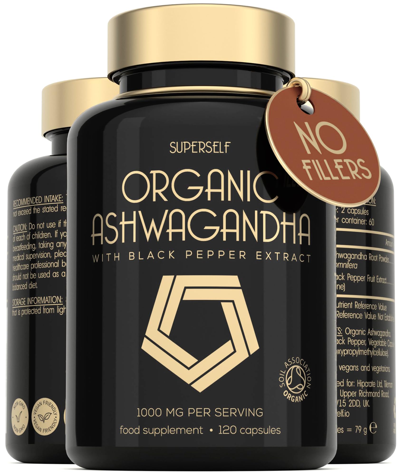 Organic Ashwagandha High Strength - 1000mg Ashwaganda 120 Capsules - Natural Support for Calm & Balance - Pure Root Powder with Black Pepper - Enhanced Absorption - Soil Association Organic Certified