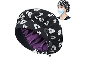 ABAMERICA Bouffant Caps with Button and Sweatband, Adjustable Scrub Caps for Women Men, One Size Multi Color