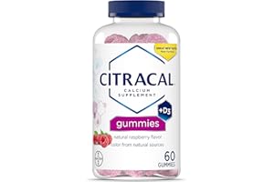Citracal Calcium Gummies, Calcium Supplement with Vitamin D3, Support Bone Health, for Ages 12+, Natural Raspberry Flavor, 60 Count