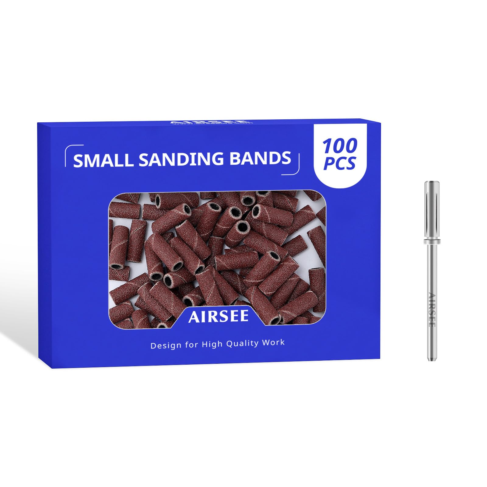 AIRSEE 100pcs Small Sanding Bands Nail Drill Bits