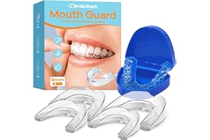 KMEIVOL SmileShark Mouth Guard for Clenching Teeth at Night (4 Count), Night Guard for Clenching, Night Guards for Teeth Grinding, Mouth Guard for Grinding Teeth (2 Regular & 2 Heavy Duty)