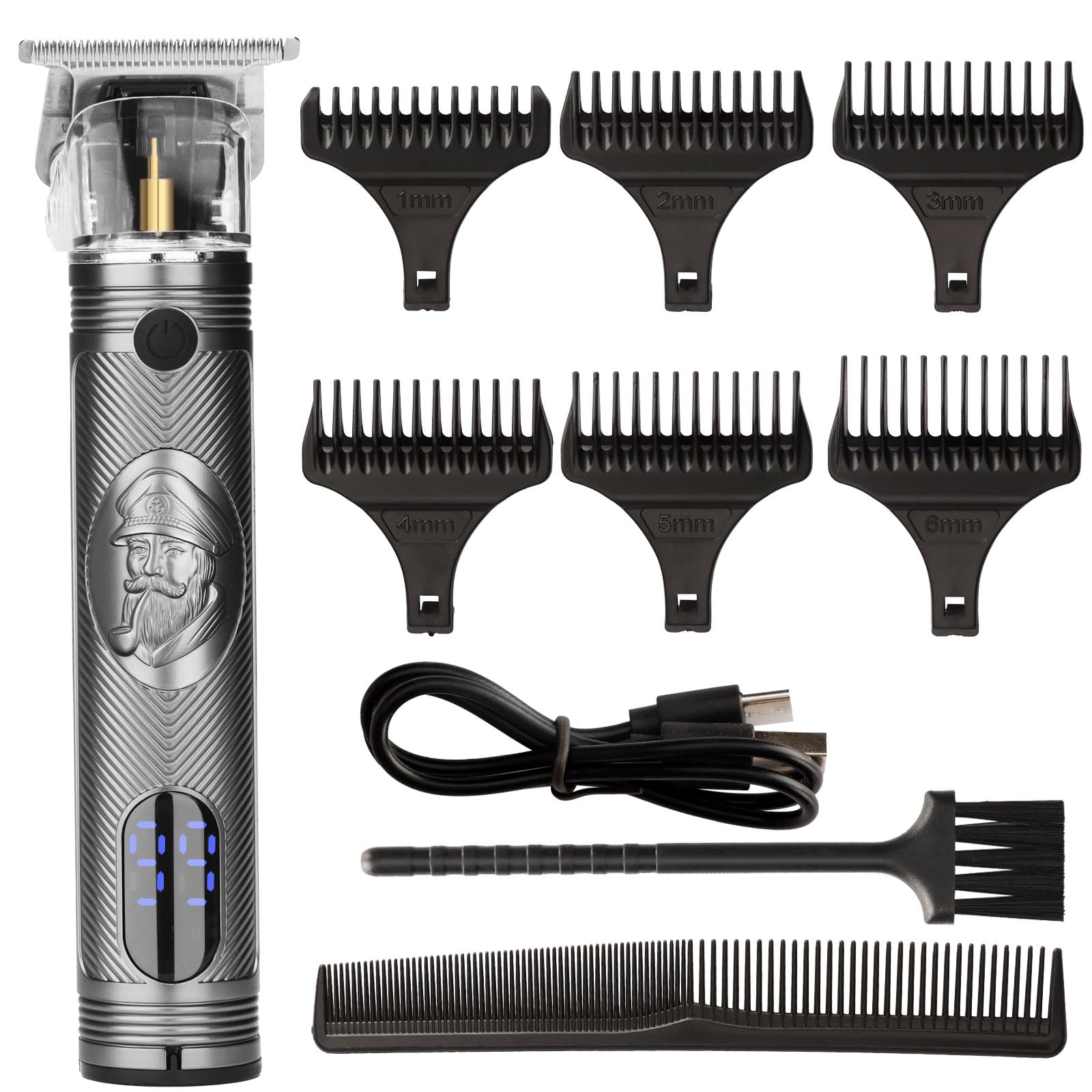 MEGZI Hair Clippers for Men, Rechargeable Beard Trimmer, Zero Gapped Cordless Razor Shavers T Liners (Blue)