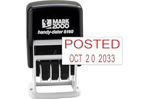 Cosco 2000 Plus Self-Inking Rubber Date Office Stamp with Posted Phrase & Date - RED Ink (Micro-Dater 160), 12-Year Band