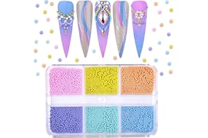 WEILUSI 3D Nails Art Decoration Steel Studs - Mini Metal Caviar Nails Beads Set Summer Micro Macaron Nail Crystal Ball Bead for Women Nail House Salons DIY Tools Manicure Makeup Dress Shoes-1MM