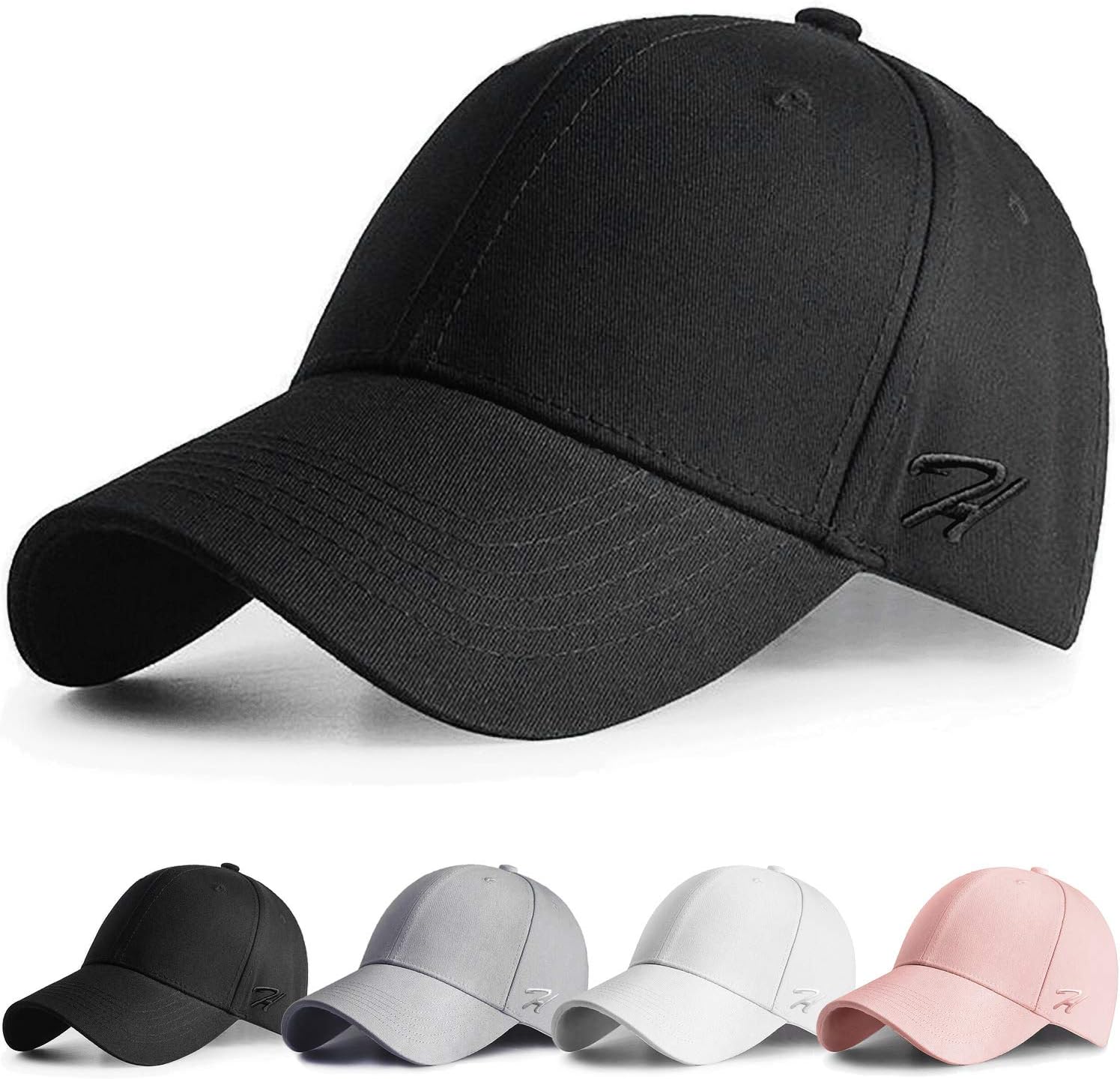 Baseball Cap Men Women Low Profile Black Hat Adjustable Cotton Caps for Running Cycling Hiking Golf Drive, Unisex