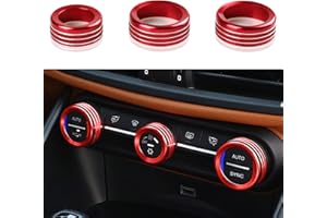 HENGYUESHANG 3PCS Car AC Knob Trim Air Conditioner Audio Cover Rotary Decoration Ring Sticker Decal fit for Alfa Romeo Giulia Stelvio 2016 2017 2018 2019 Interior Accessories