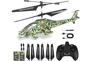 SNMUMU New Apache RC Helicopter - 2.4GHz Remote Control Helicopter with Altitude Hold, LED Lights, 2 Speed Modes, One Key Takeoff/Landing, Best Gifts for Kids 6 Years + & Adults