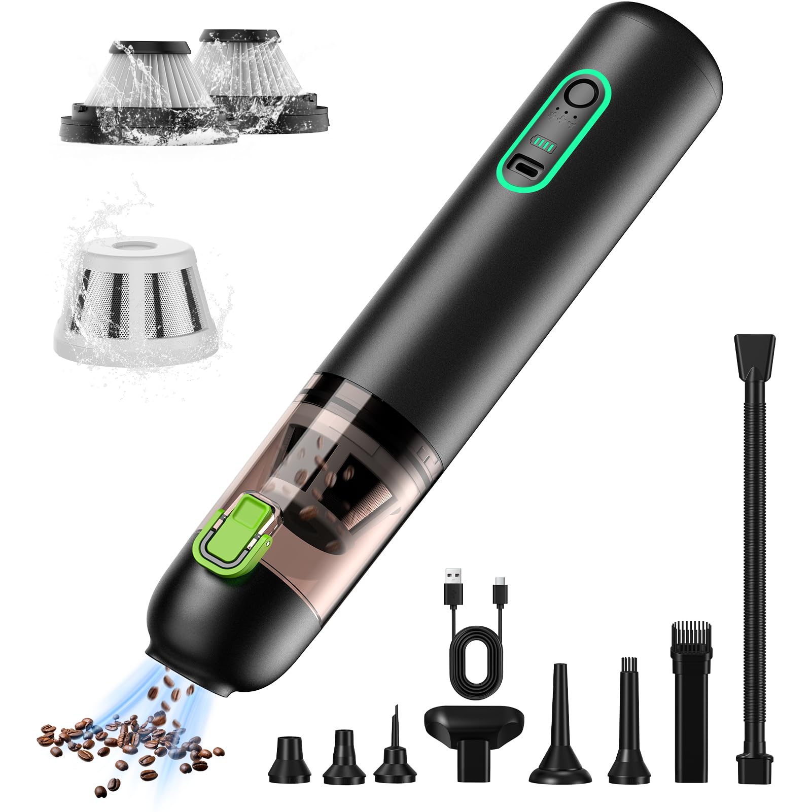 Photo 1 of Car Vaccum, Rapair VC28 Handheld Vacuum, 4-in-1 Mini Vacuum Cleaner with 20000pa Suction Power, Rechargeable Vacuum with 3 Suction Modes, Portable Cordless Vacuum for Car, Home, Office Desk, Keyboards