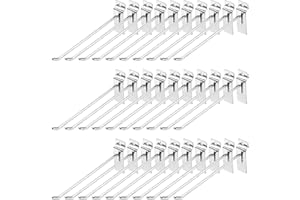Yauhar 30Pcs 8 Inch Silver Slatwall Panel Hooks, Heavy Duty Slat Wall Hanging Display Hooks Pegboard Metal Hanger Hook for Gr