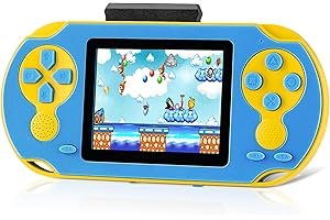 GREENCREEK 16 Bit Handheld Game for Kids, Video Game Player with Built in 230 HD Games, 3.0'' Screen Retro Electronic Machine with 3 Cartridges, Portable Rechargeable Games for Ages 3-12(Blue)