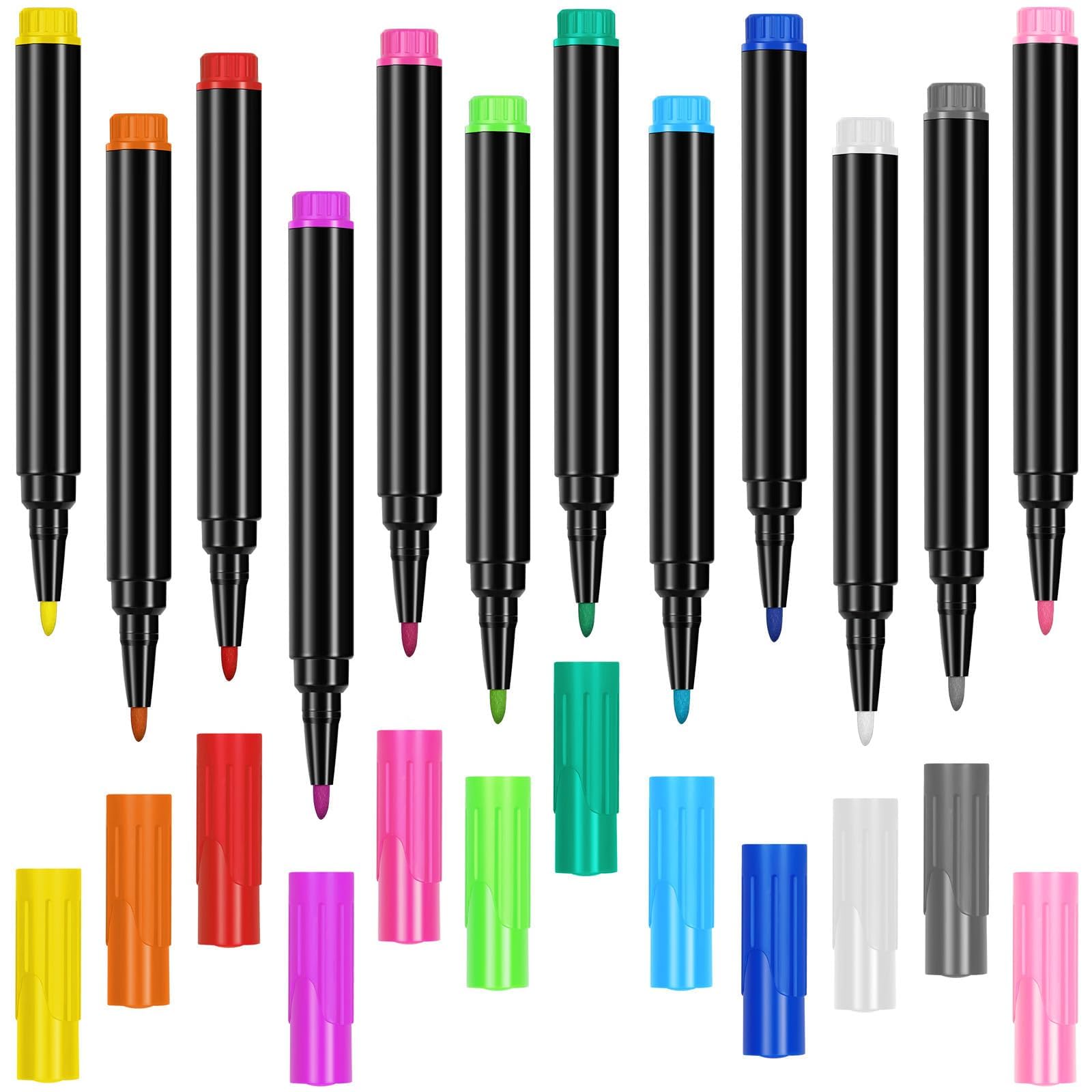 LVNRIDS Liquid Chalkboard Marker Pens 12 PCS Wet Erase Chalk Markers for Acrylic Calendar Board Whiteboard Window Mirror,1mm Fine Points 12 Colors (Wet Erase Markers)
