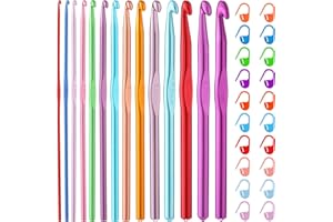Mayboos 35 Pcs Crochet Hooks Set, Coloured Aluminum Ergonomic Handle Crochet Knitting Needles Craft Yarn for Beginners and Experienced Crochet Hook