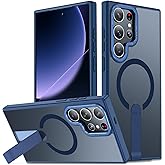 EMMPITU Magnetic Stand for Samsung Galaxy S22 Ultra Case 6.8", Build in Kickstand [Military Drop Protection] [Compatible with MagSafe] Strong Magnetic Shockproof Protective for S22 Ultra Case (Blue)