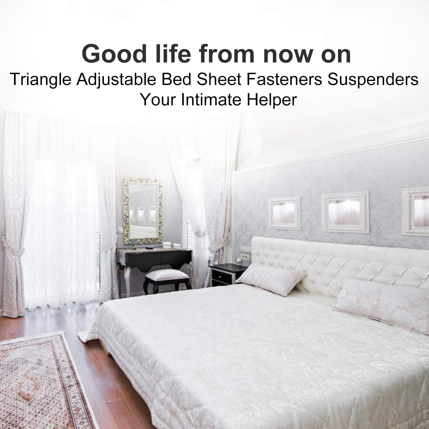 JANFANN 4 Pcs Bed Sheet Holder Straps, Best Product for Keeping Sheets On, Bed Sheet Clips, Adjustable Triangle Elastic Suspenders Gripper Holder Strap Clip for Mattress Covers, Sofa Cushion: Home & Kitchen