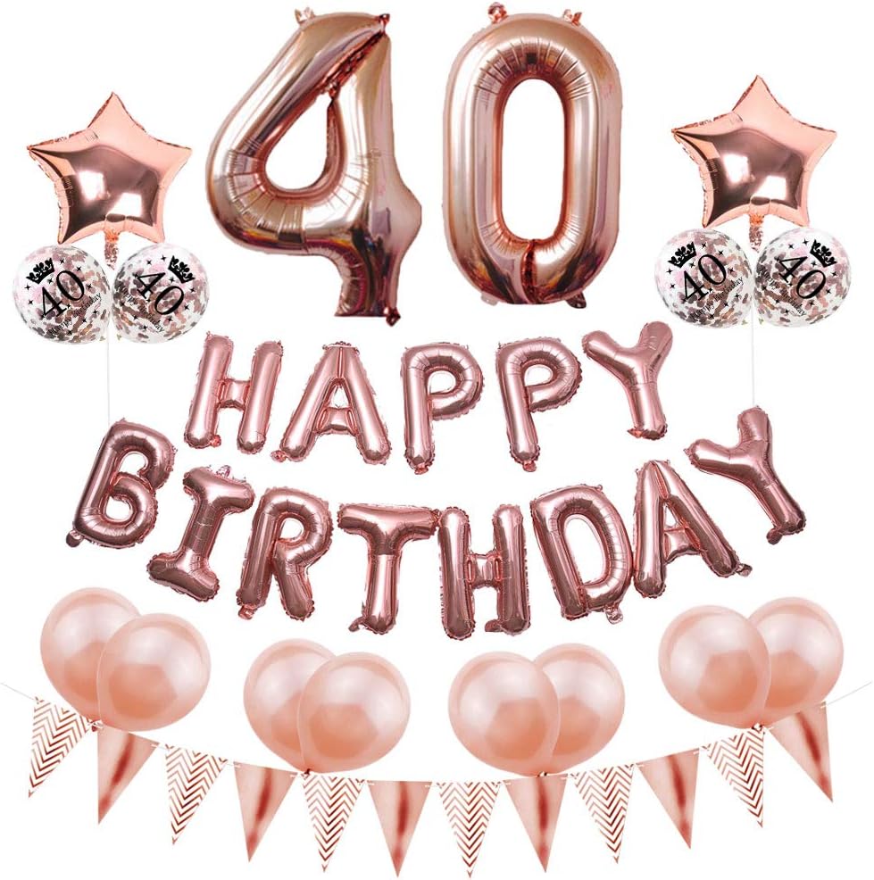 Maison Fetes Occasions Speciales Creme Or Rose Metallise Rgb 40 Joyeux Anniversaire Ruban Rosette 40th Holographique