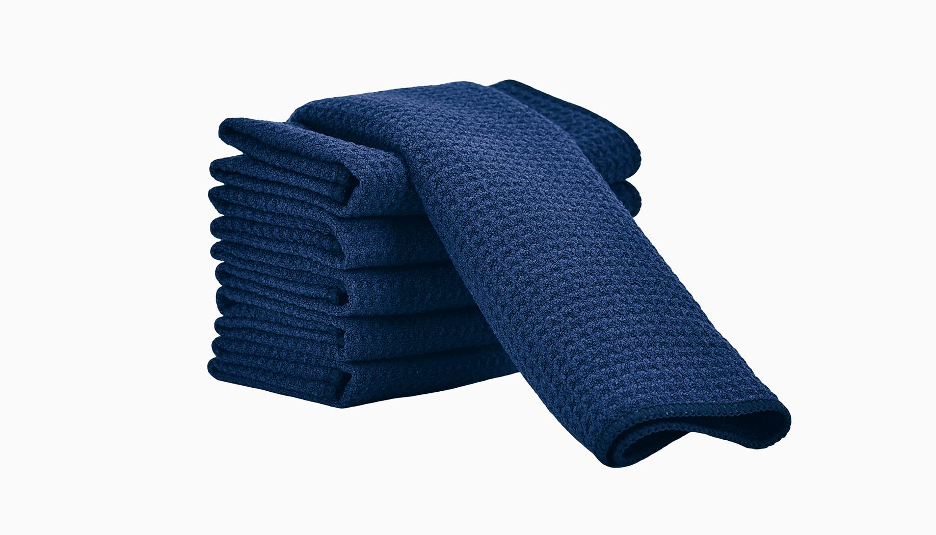 Aniease Dish Drying Towels, Microfiber Kitchen Towel Super Absorbent Fast Drying Waffle Weave Dishcloths, Set of 6 Cleaning Cloths Bar Towel (Navy Blue, 30CMx30CM)